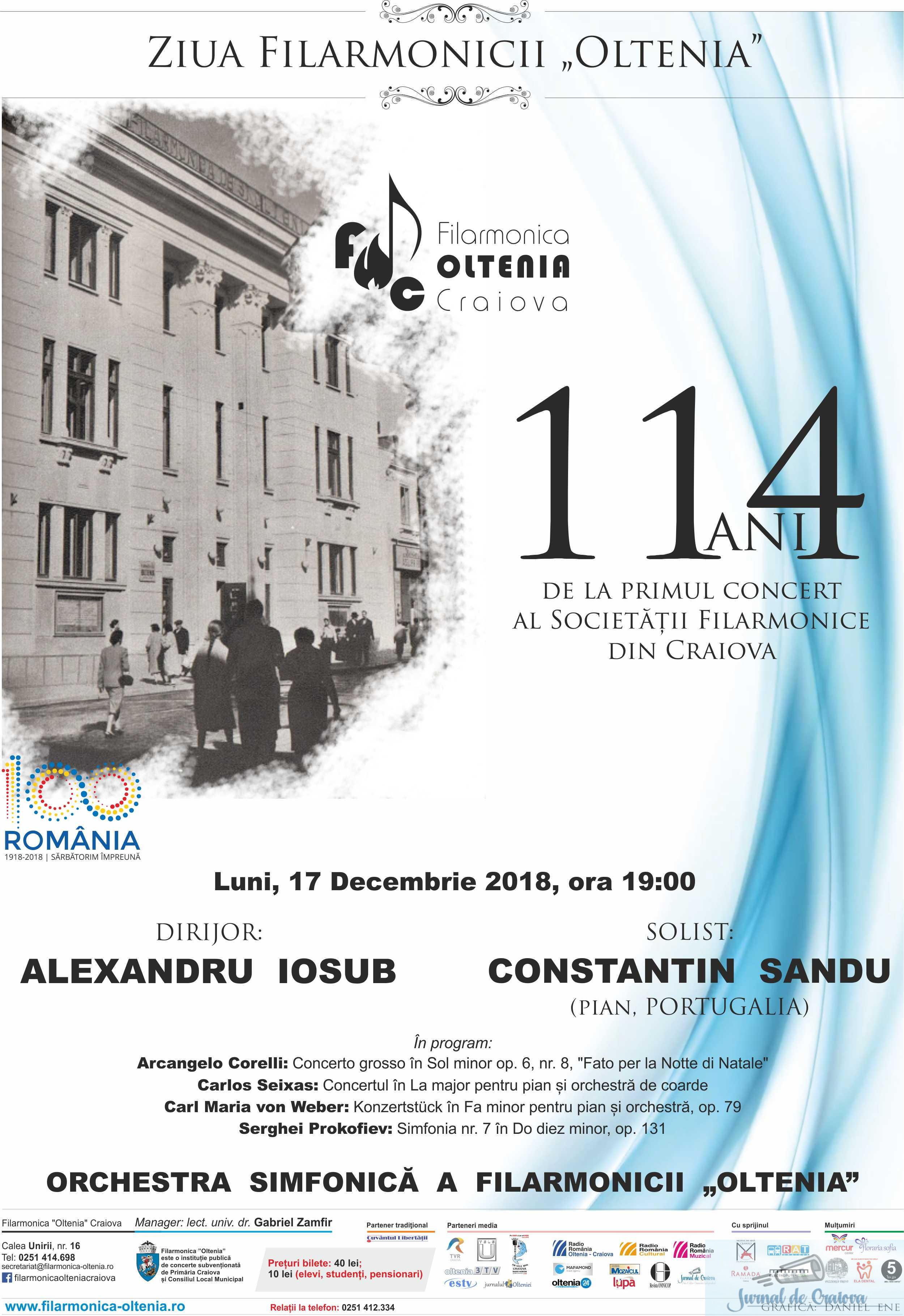 Ziua Filarmonicii Oltenia - 114 ani de la primul concert al Societatii Filarmonice din Craiova 1