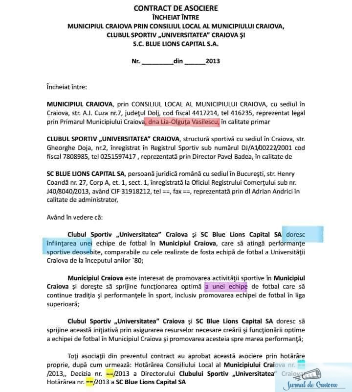 Document : Va prezentam identitatea echipei CSU Craiova! Anomaliile unui sistem putred ! 2
