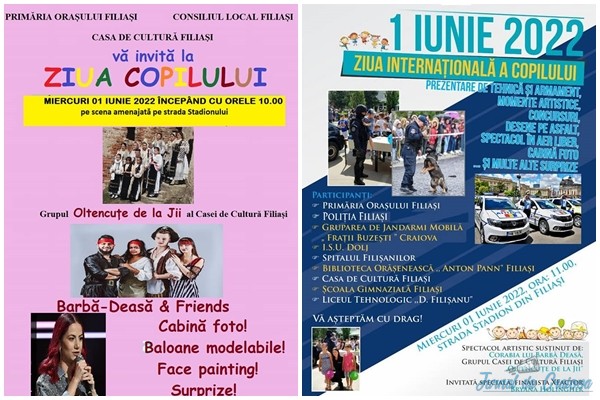 Primaria Orasului Filiasi a pregatit o multime de evenimente pe 1 iunie, de Ziua Copilului 1